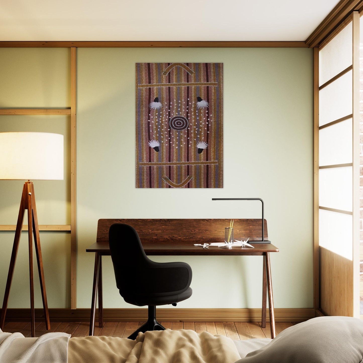 Bush Plum Dreaming - Native Art - Clifford Possum Tjapaltjarri Brushed Aluminum Print - 70x100 cm / 28x40 inches | Clifford Possum Tjapaltjarri Aluminum Print | Clifford Possum Tjapaltjarri Prints