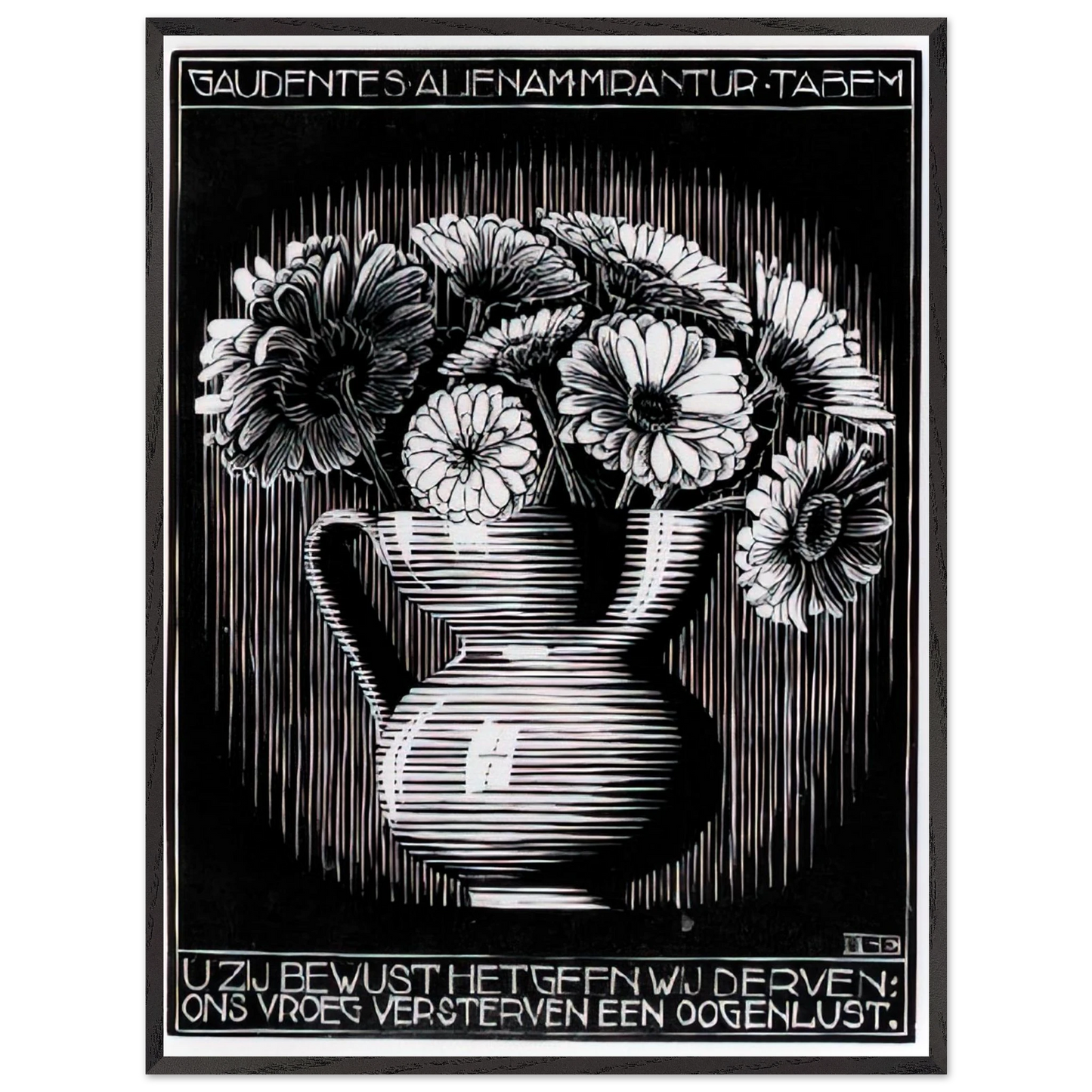 MC Escher - EMBLEMATA VASE Wall Art - 30x40 cm / 12x16 inches - Fine Art Poster - -