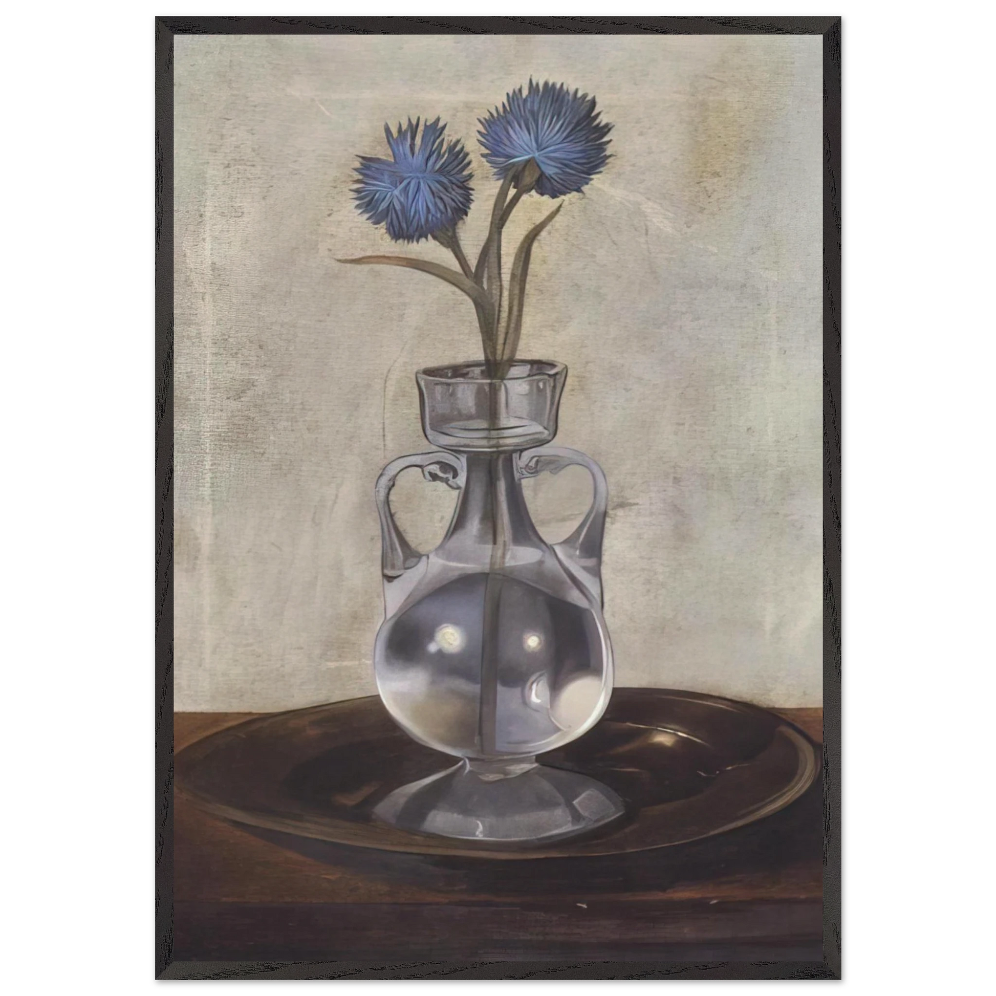 THE VASE OF CORNFLOWERS - Salvador Dali Framed Art Print – Black Wooden Frame - Default Title - -Framed Art Print