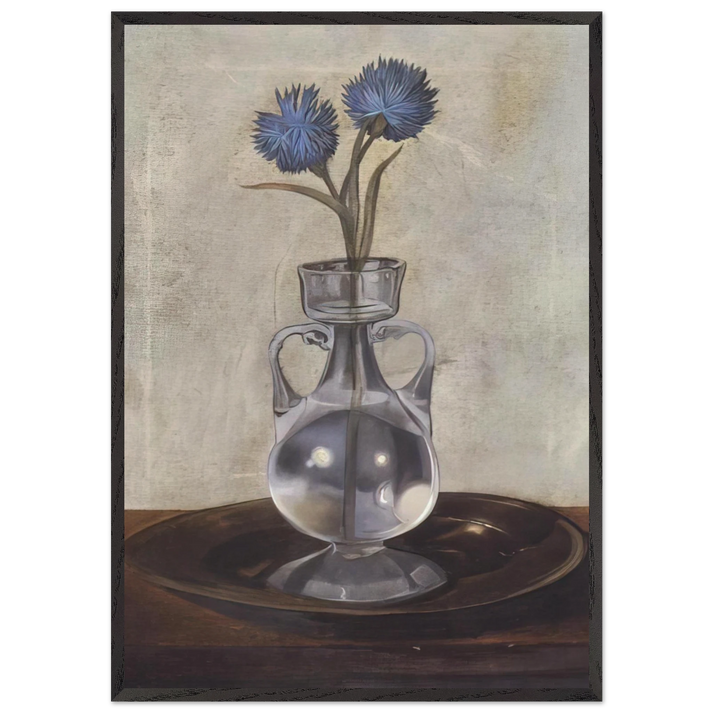 THE VASE OF CORNFLOWERS - Salvador Dali 70x100 cm / 28x40 inches Framed Art Print – Black Wooden Frame