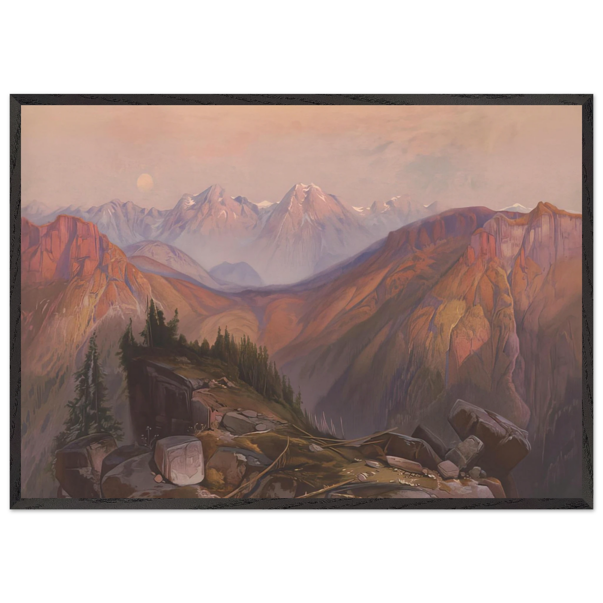 Lower Yellowstone Range - Thomas Moran Framed Art Print – Black Wooden Frame - Default Title - -Framed Art Print