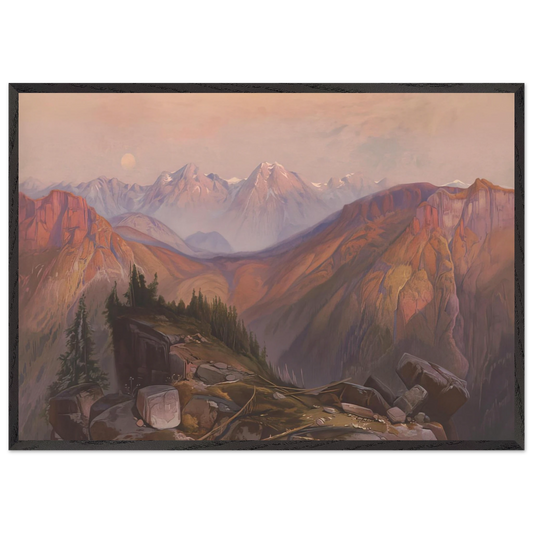Lower Yellowstone Range - Thomas Moran 70x100 cm / 28x40 inches Framed Art Print – Black Wooden Frame