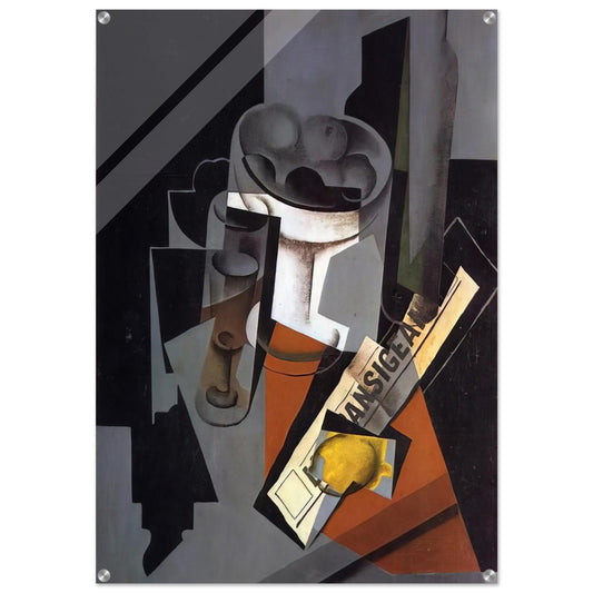 STILL LIFE WITH NEWSPAPER 1916 1 - Juan Gris Acrylic Print - 70x100 cm / 28x40″ inches