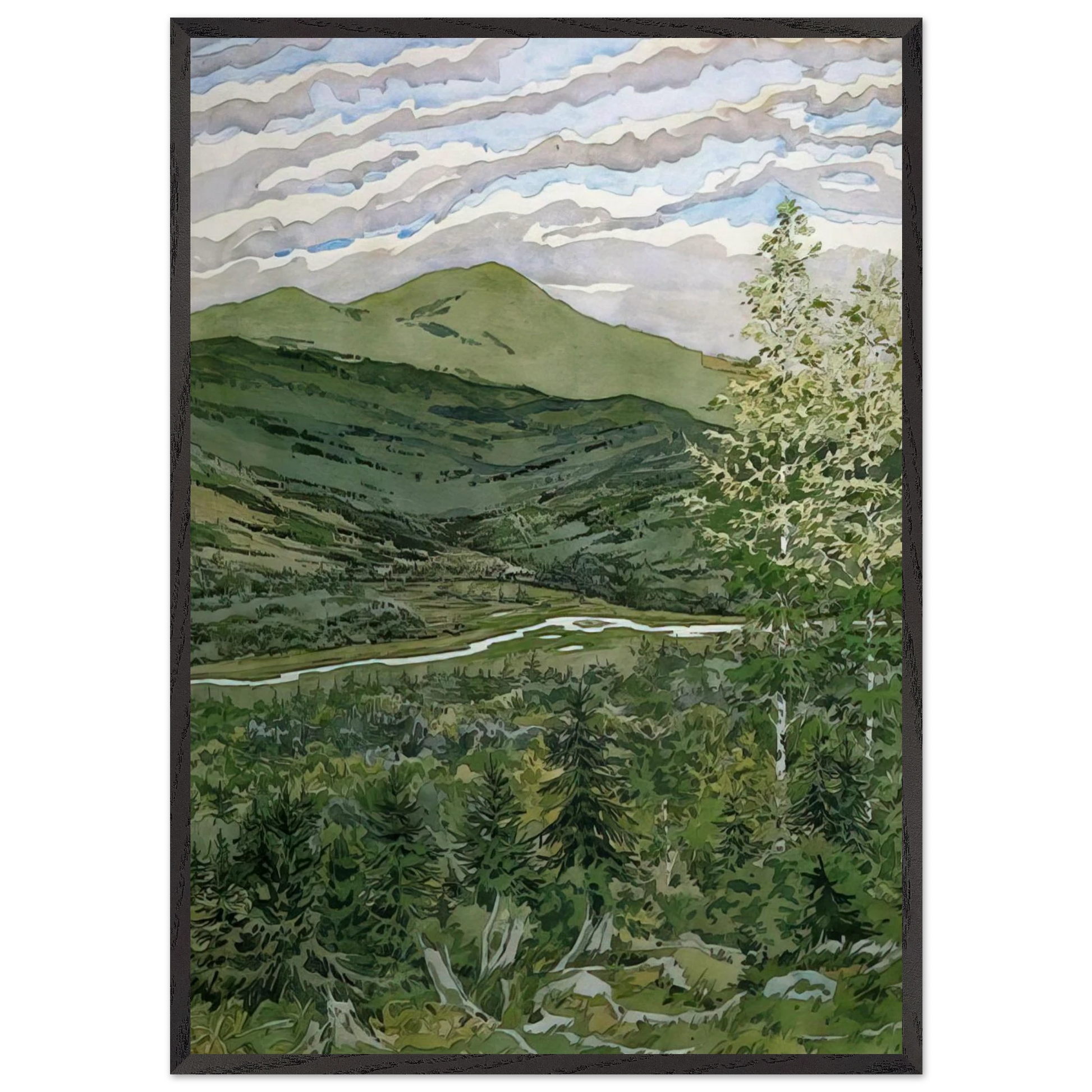 Briggs Meadow - 1977 - Neil Welliver Framed Art Print – Black Wooden Frame - Default Title - -Framed Art Print