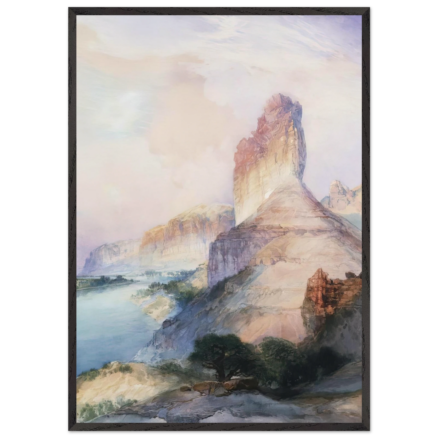 Butte Green River Wyoming - Thomas Moran Framed Art Print – Black Wooden Frame - Default Title - -Framed Art Print