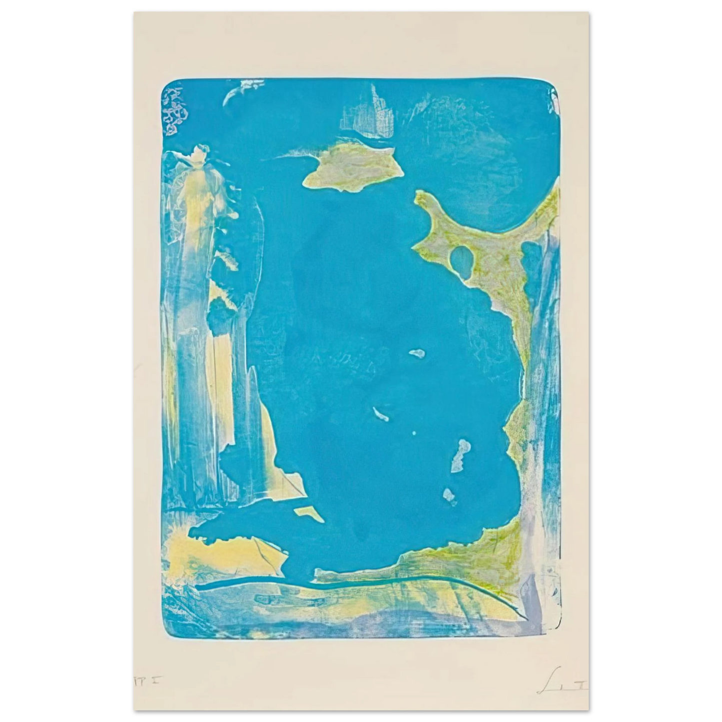 Helen Frankenthaler - Reflections IV - 1995 Wall art - 15x20 cm / 6x8 Inches - Premium Wooden Framed Poster With Fine Art Paper - Black frame