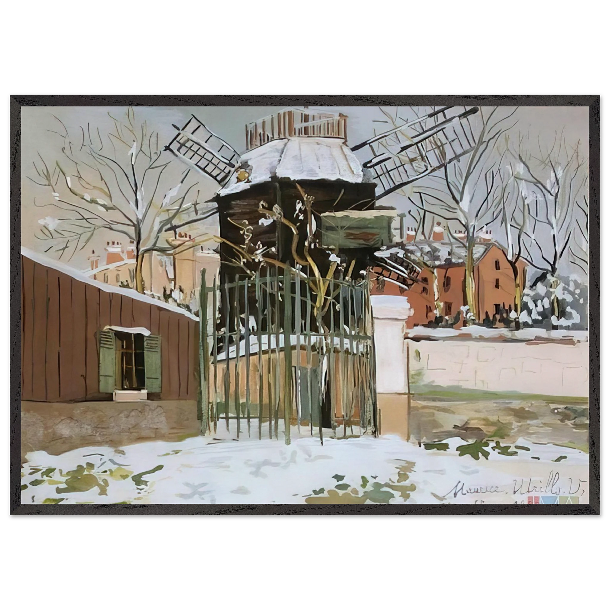 MOULIN DE LA GALETTE 2 - Maurice Utrillo 70x100 cm / 28x40 inches Framed Art Print – Black Wooden Frame