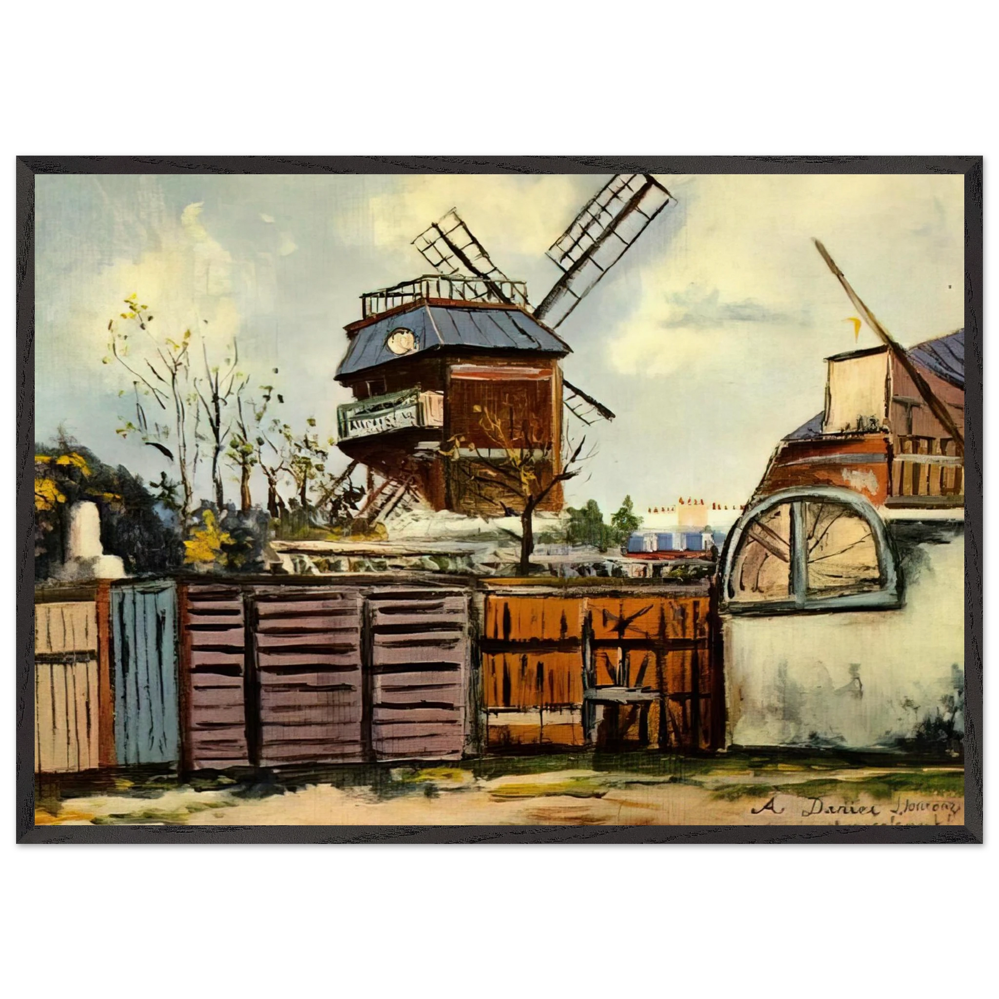 MOULIN DE LA GALETTE 6 - Maurice Utrillo Framed Art Print – Black Wooden Frame - Default Title - -Framed Art Print