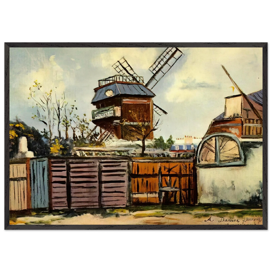 MOULIN DE LA GALETTE 6 - Maurice Utrillo 70x100 cm / 28x40 inches Framed Art Print – Black Wooden Frame