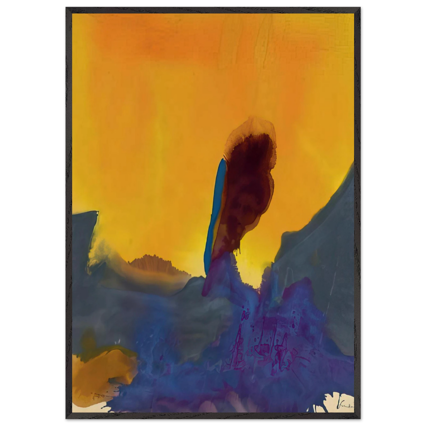Helen Frankenthaler - Glow II - 1968 Wall art - 40x50 cm / 16x20 inches - Premium Wooden Framed Poster With Fine Art Paper - Black frame