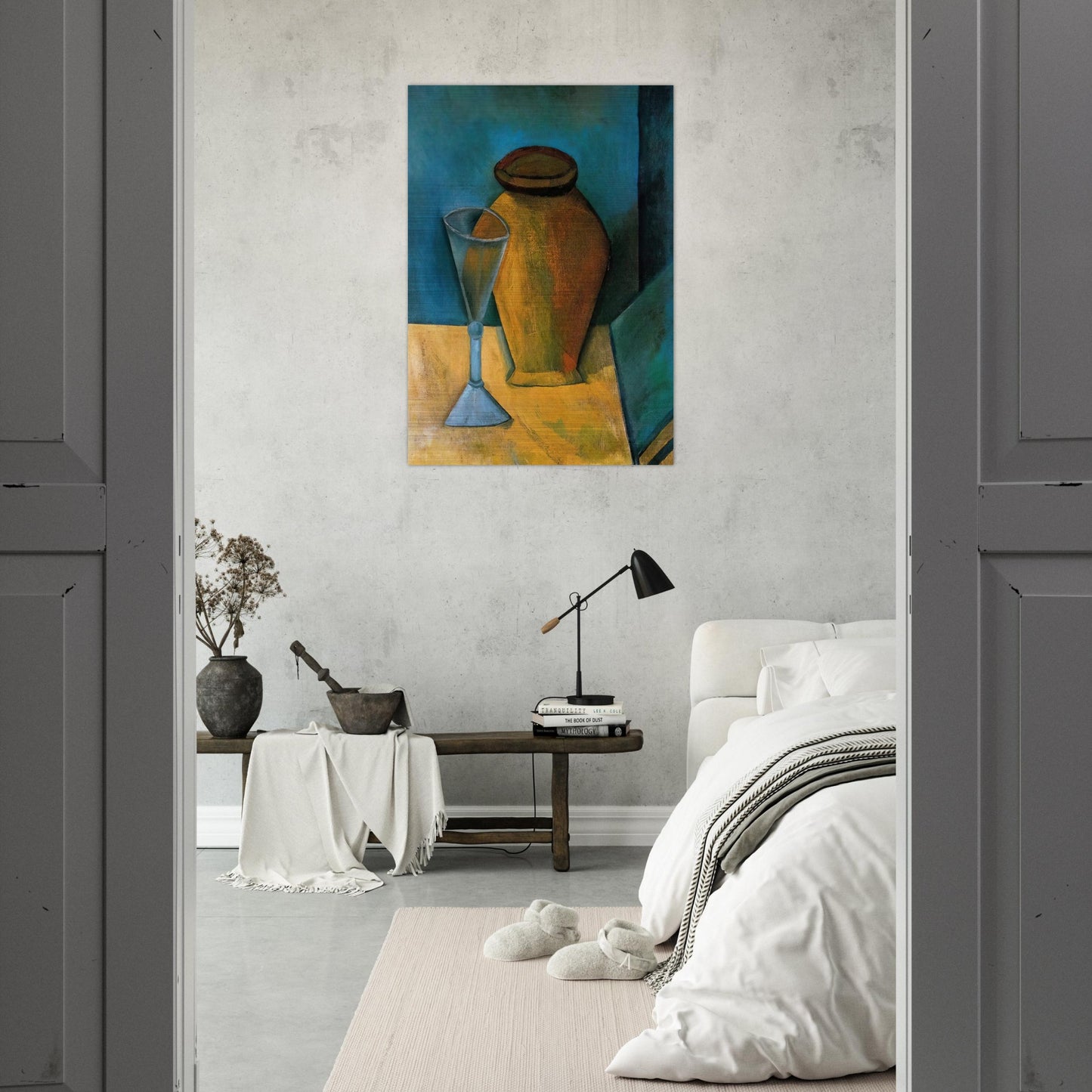 Pot, Glass and Book - 1908 - Pablo Picasso Brushed Aluminum Print - 70x100 cm / 28x40 inches | Pablo Picasso Aluminum Print | Pablo Picasso Prints