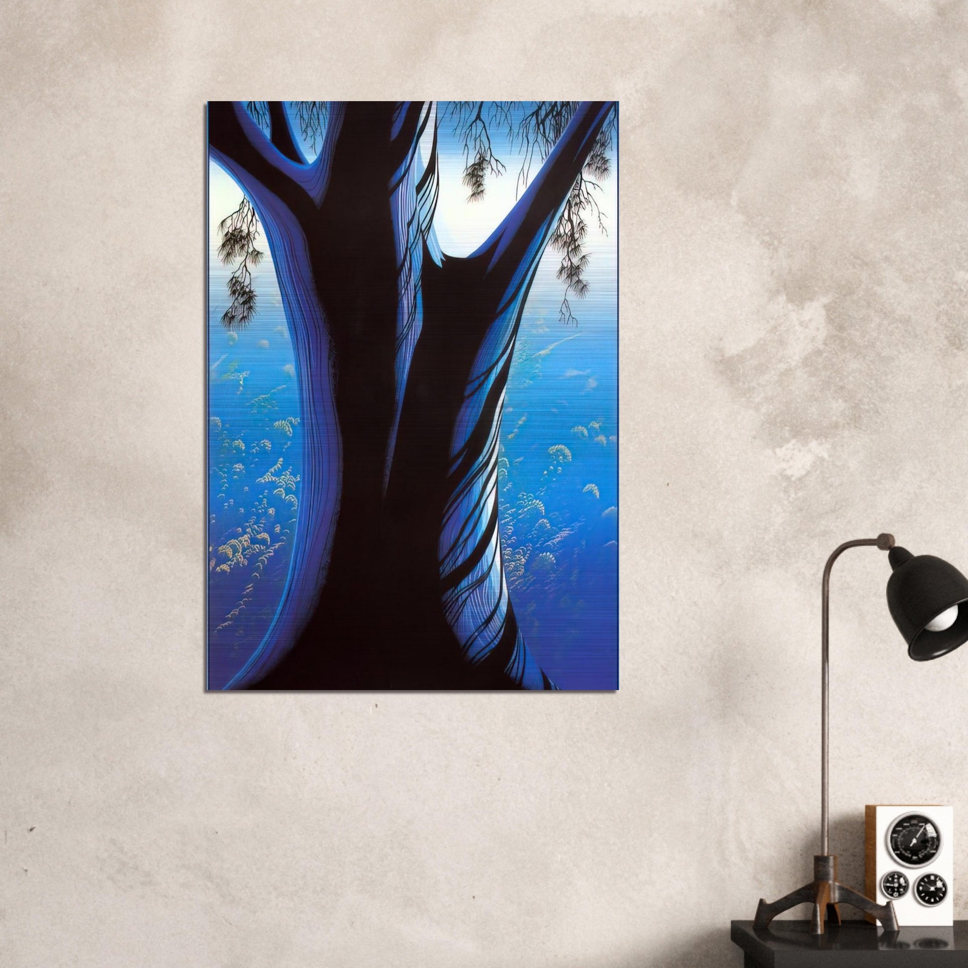 Blue Pine - Eyvind Earle Brushed Aluminum Print - 70x100 cm / 28x40 inches | Eyvind Earle Aluminum Print | Eyvind Earle Prints