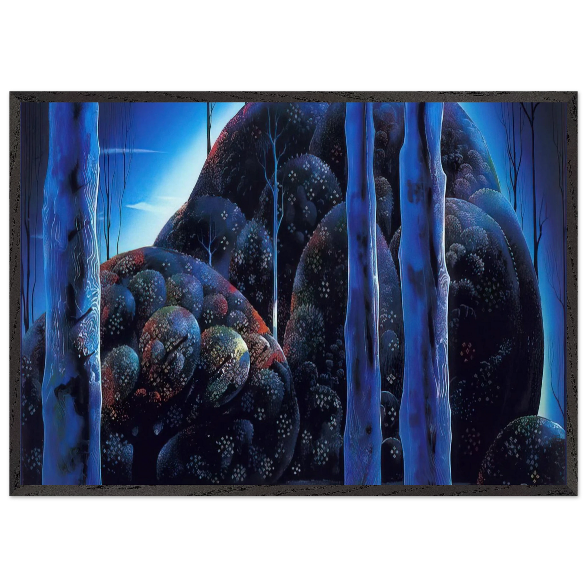 Moonlit Eucalyptus - Eyvind Earle Framed Art Print – Black Wooden Frame - Default Title - -Framed Art Print