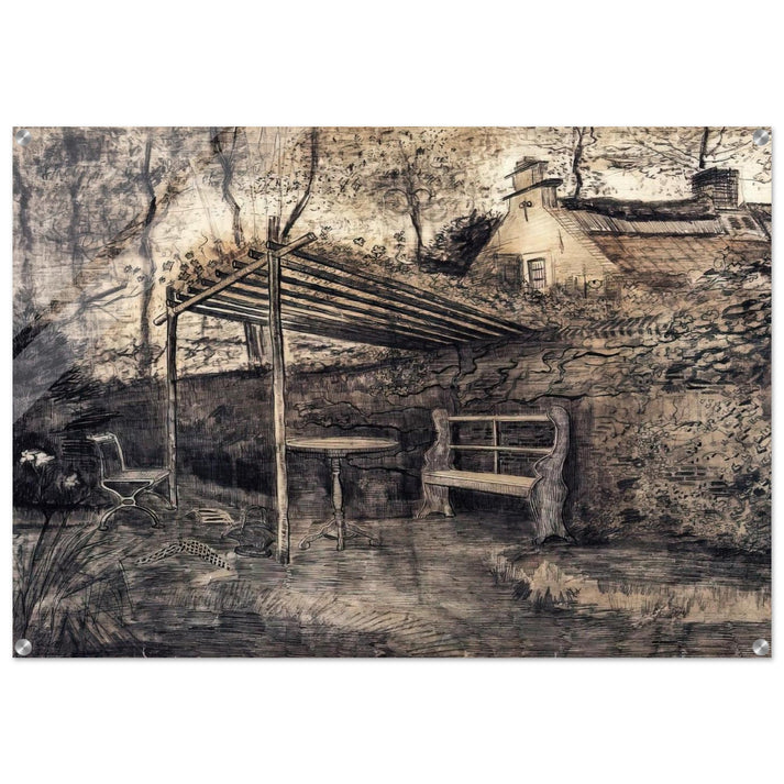 The Garden of the Parsonage with Arbor - Vincent van Gogh Acrylic Print - 70x100 cm / 28x40″ inches | Vincent van Gogh Wall Art | Vincent van Gogh Prints