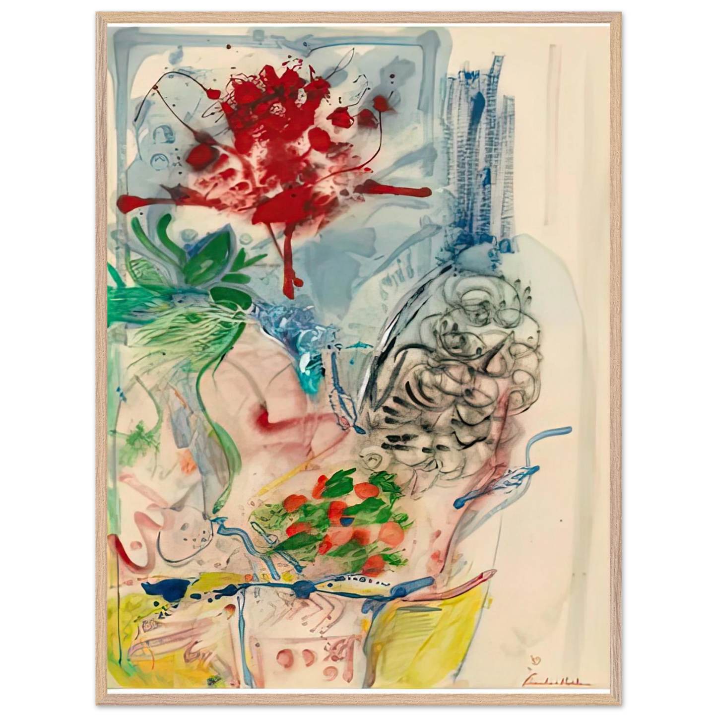 Helen Frankenthaler - L’Amour Toujours L’Amour, 1957- Wall Art - 30x40 cm / 12x16 inches - Premium Wooden Framed Poster With Fine Art Paper - White frame