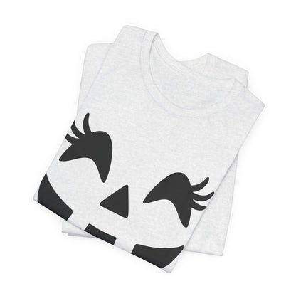 Jack O Lantern Face Pumpkin Eyelashes Halloween Women Girls T-Shirt