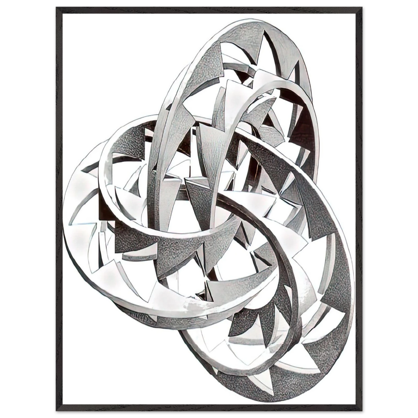 MC Escher - KNOT Wall Art - 21x29.7 cm / 8x12" - Premium Wooden Framed Poster With Fine Art Paper - White frame