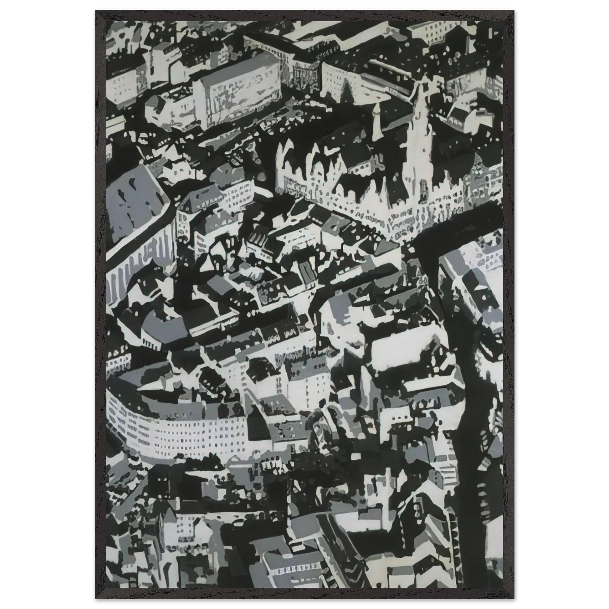 TOWNSCAPE MU 1968 - Gerhard Richter Framed Art Print – Black Wooden Frame - Default Title - -Framed Art Print