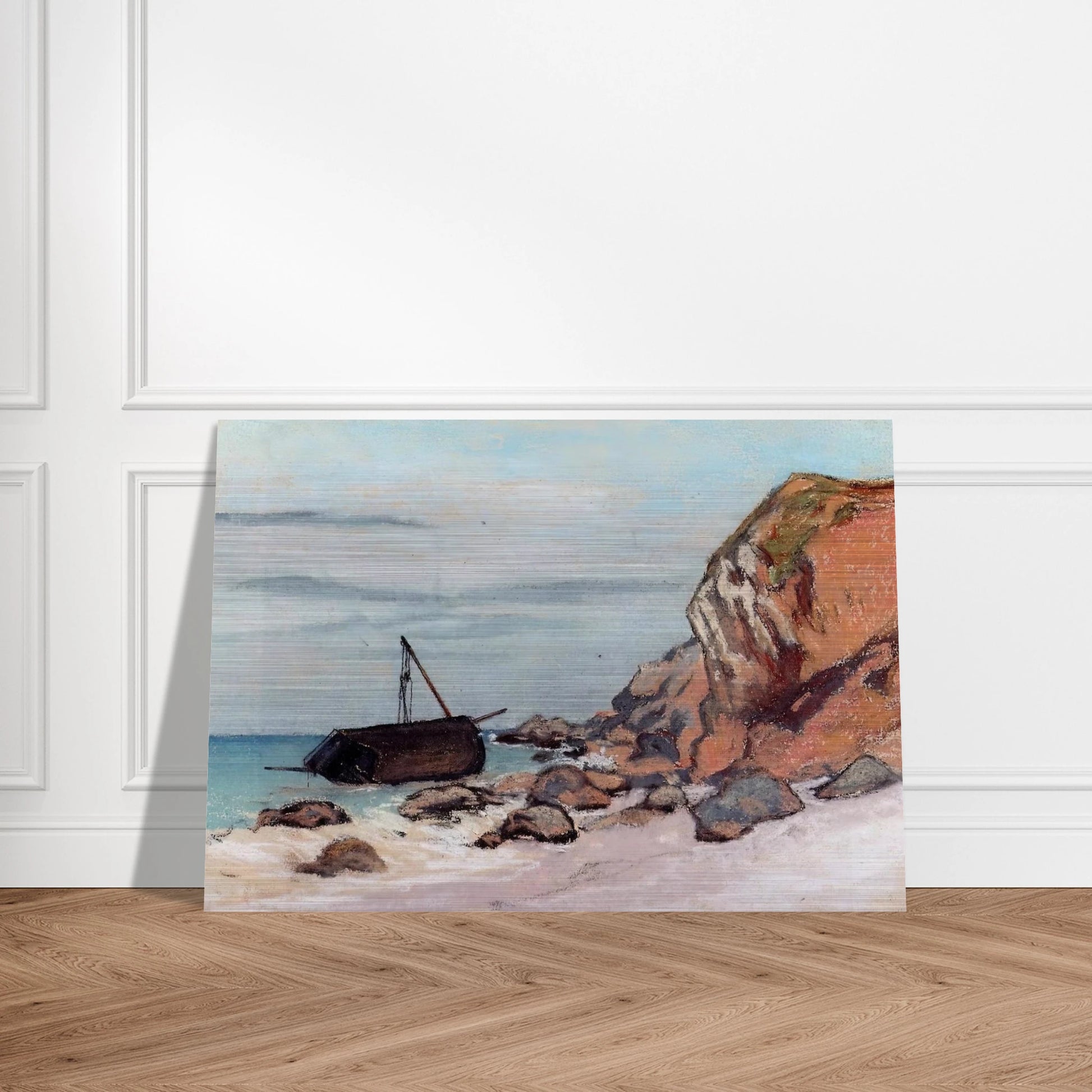 Saint-Adresse, Beached Sailboat - claude monet Brushed Aluminum Print - 70x100 cm / 28x40 inches | claude monet Aluminum Print | claude monet Prints