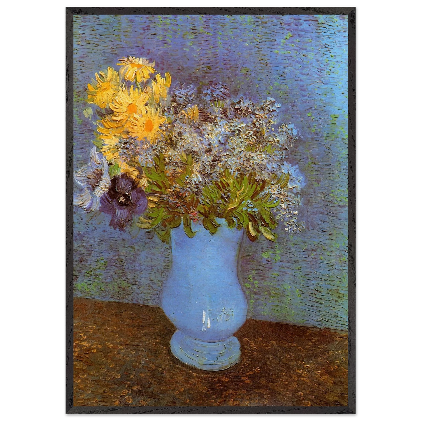 Vase with Lilacs Daisies and Anemones - Vincent van Gogh Framed Art Print – Black Wooden Frame - Default Title - -Framed Art Print