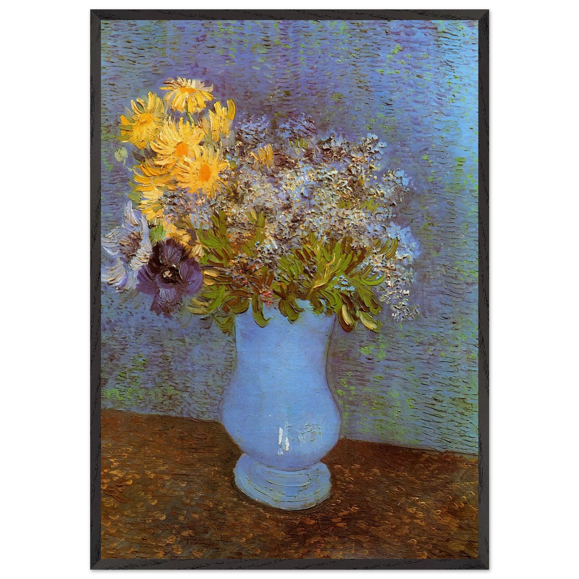 Vase with Lilacs Daisies and Anemones - Vincent van Gogh Framed Art Print – Black Wooden Frame - Default Title - -Framed Art Print