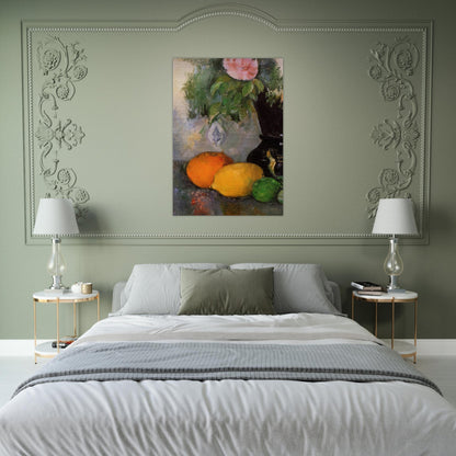 Flowers and Fruit - Paul Cézanne Brushed Aluminum Print - 70x100 cm / 28x40 inches | Paul Cézanne Aluminum Print | Paul Cézanne Prints