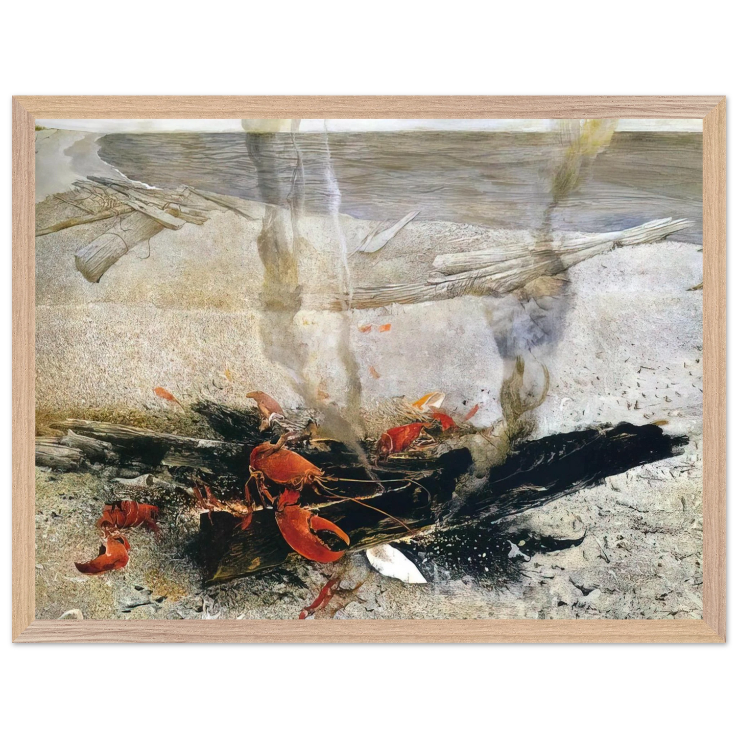 Andrew Wyeth - EMBERS 2000 Wall Art - 30x40 cm / 12x16 inches - Premium Wooden Framed Poster With Fine Art Paper - Black frame