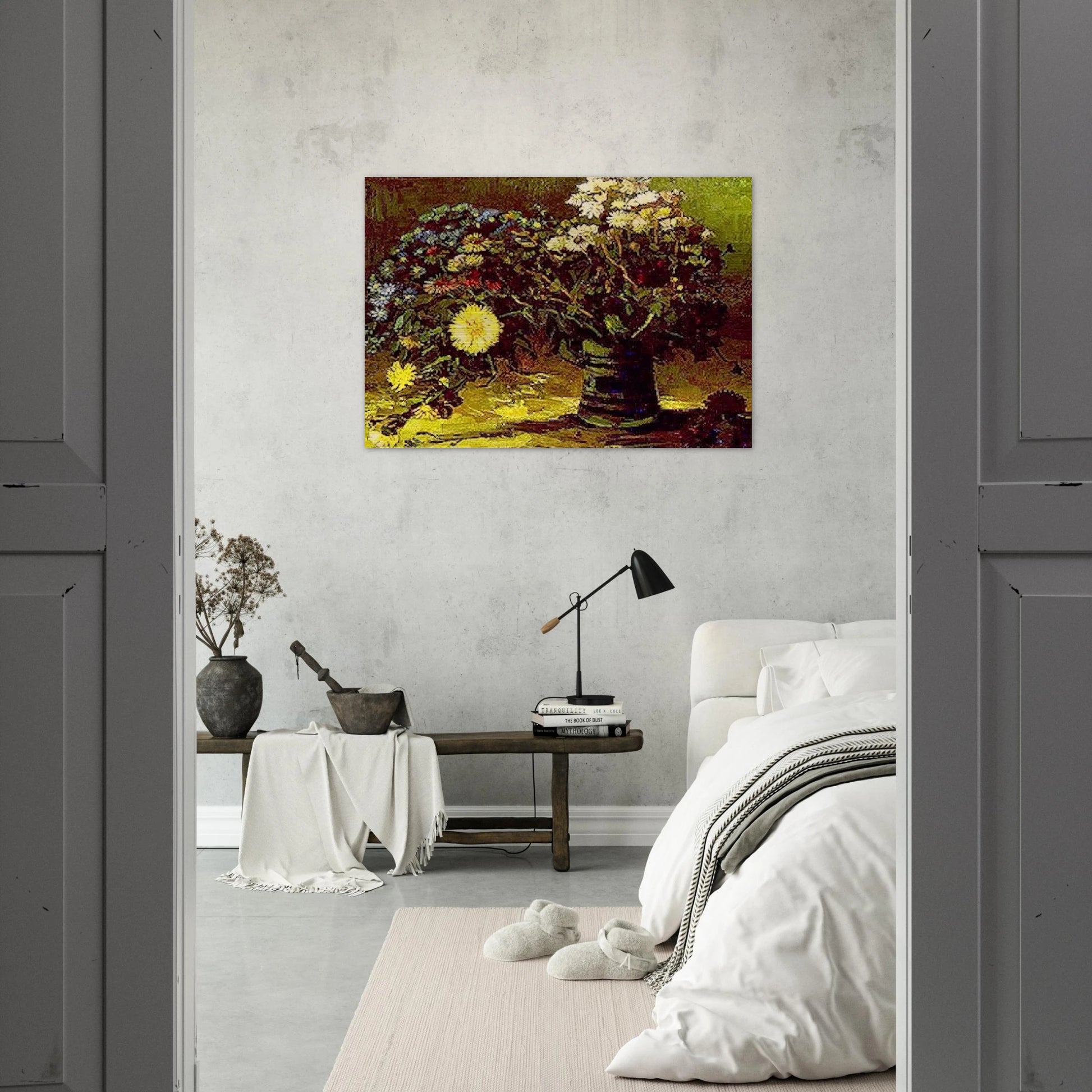 Vase with Daisies - Vincent van Gogh Brushed Aluminum Print - 70x100 cm / 28x40 inches | Vincent van Gogh Aluminum Print | Vincent van Gogh Prints