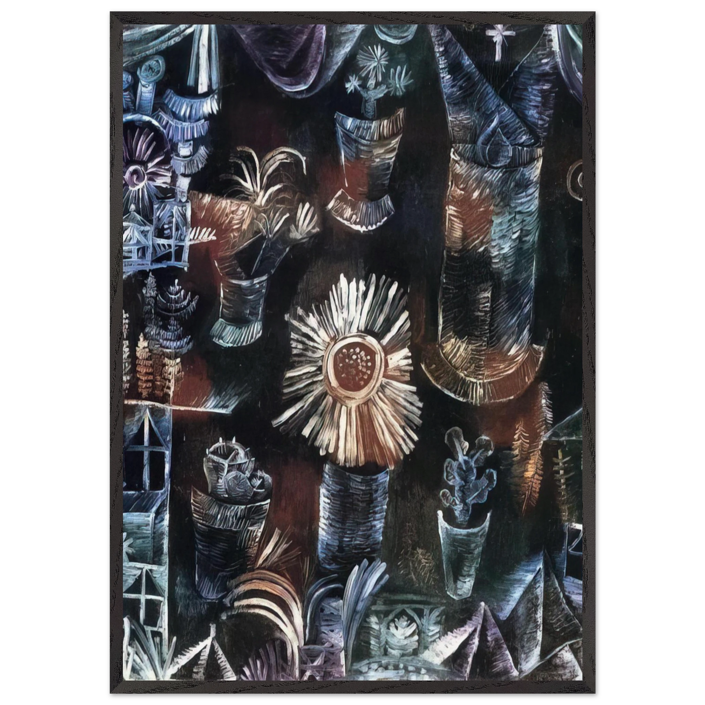 STILL LIFE WITH THISTLE BLOOM 1919 - Paul Klee Framed Art Print – Black Wooden Frame - Default Title - -Framed Art Print