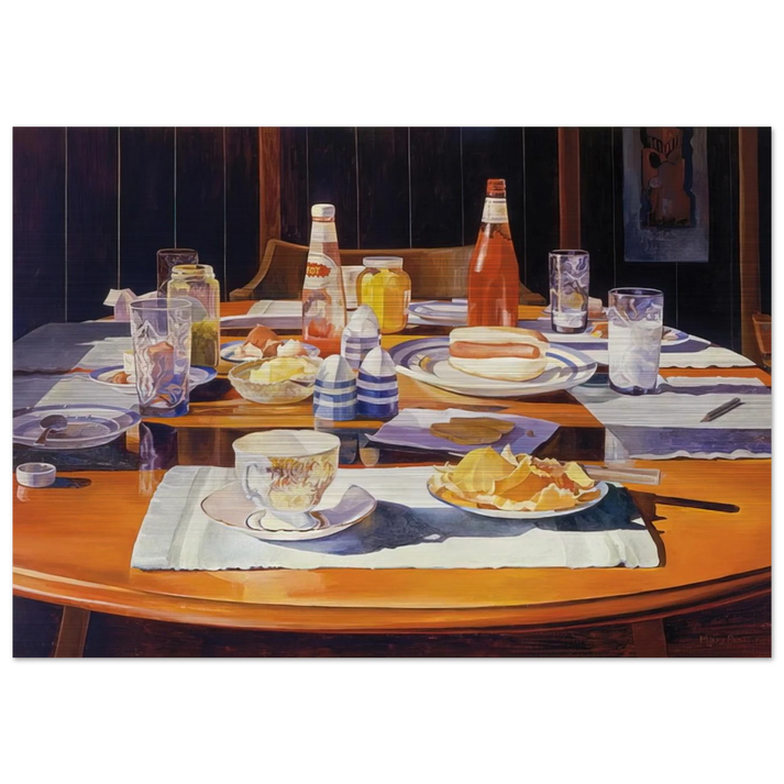 Supper Table - 1969 - Mary Pratt Brushed Aluminum Print - 70x100 cm / 28x40 inches | Mary Pratt Aluminum Print | Mary Pratt Prints