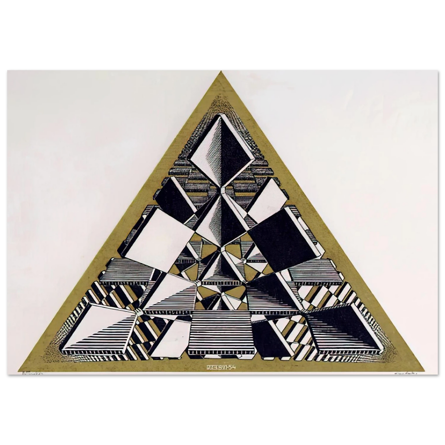 MC Escher - THREE INTERSECTING PLANES COLOUR Wall Art - 21x29.7 cm / 8x12" - Premium Wooden Framed Poster With Fine Art Paper - Black frame