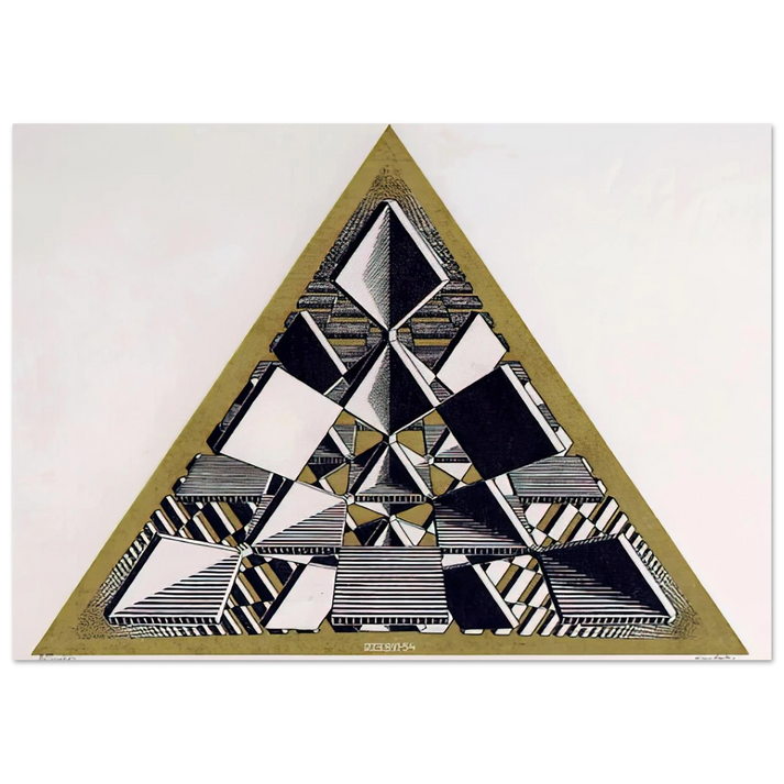 MC Escher - THREE INTERSECTING PLANES COLOUR Wall Art - 21x29.7 cm / 8x12" - Premium Wooden Framed Poster With Fine Art Paper-canvas - Black frame