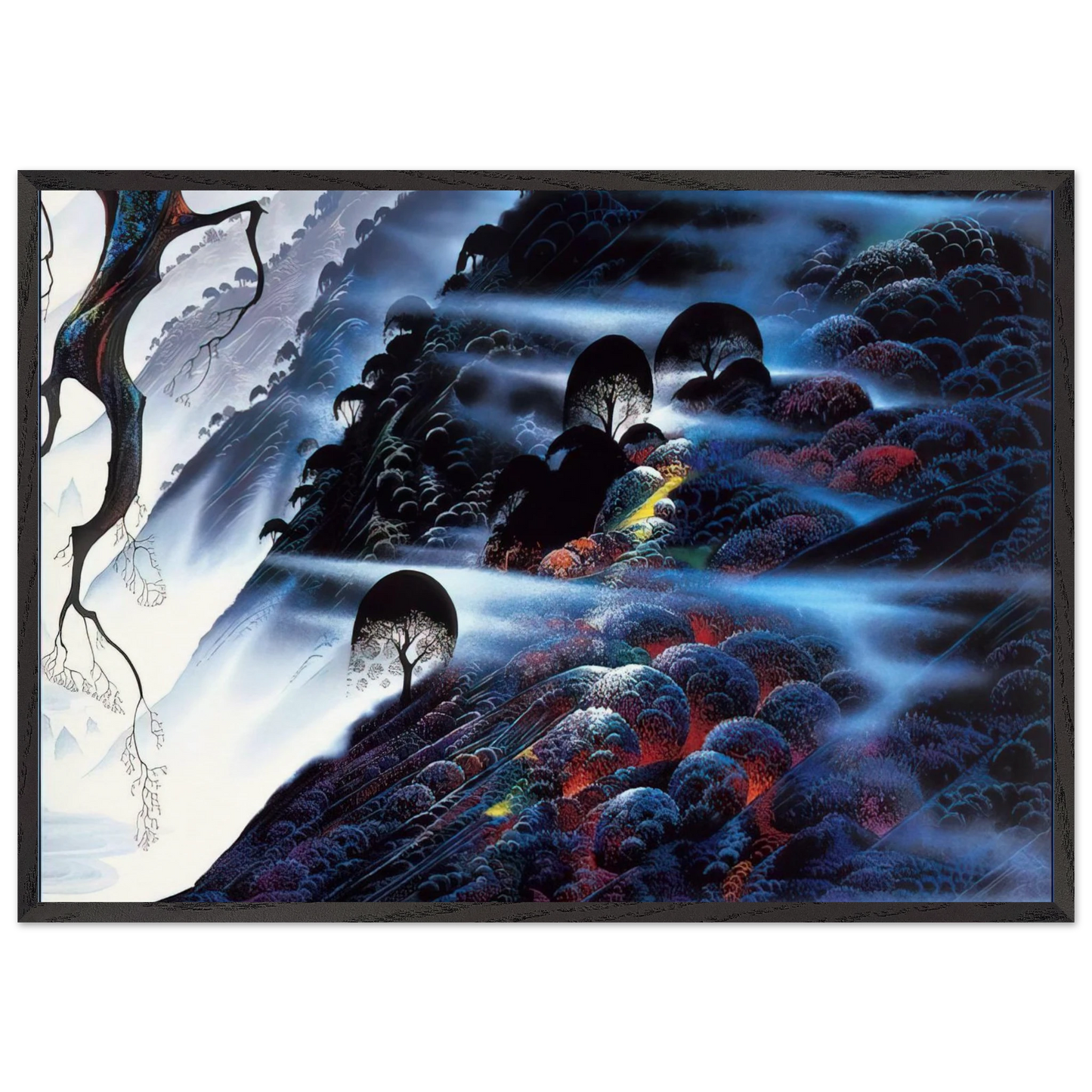 Blue Light - Eyvind Earle Framed Art Print – Black Wooden Frame - Default Title - -Framed Art Print