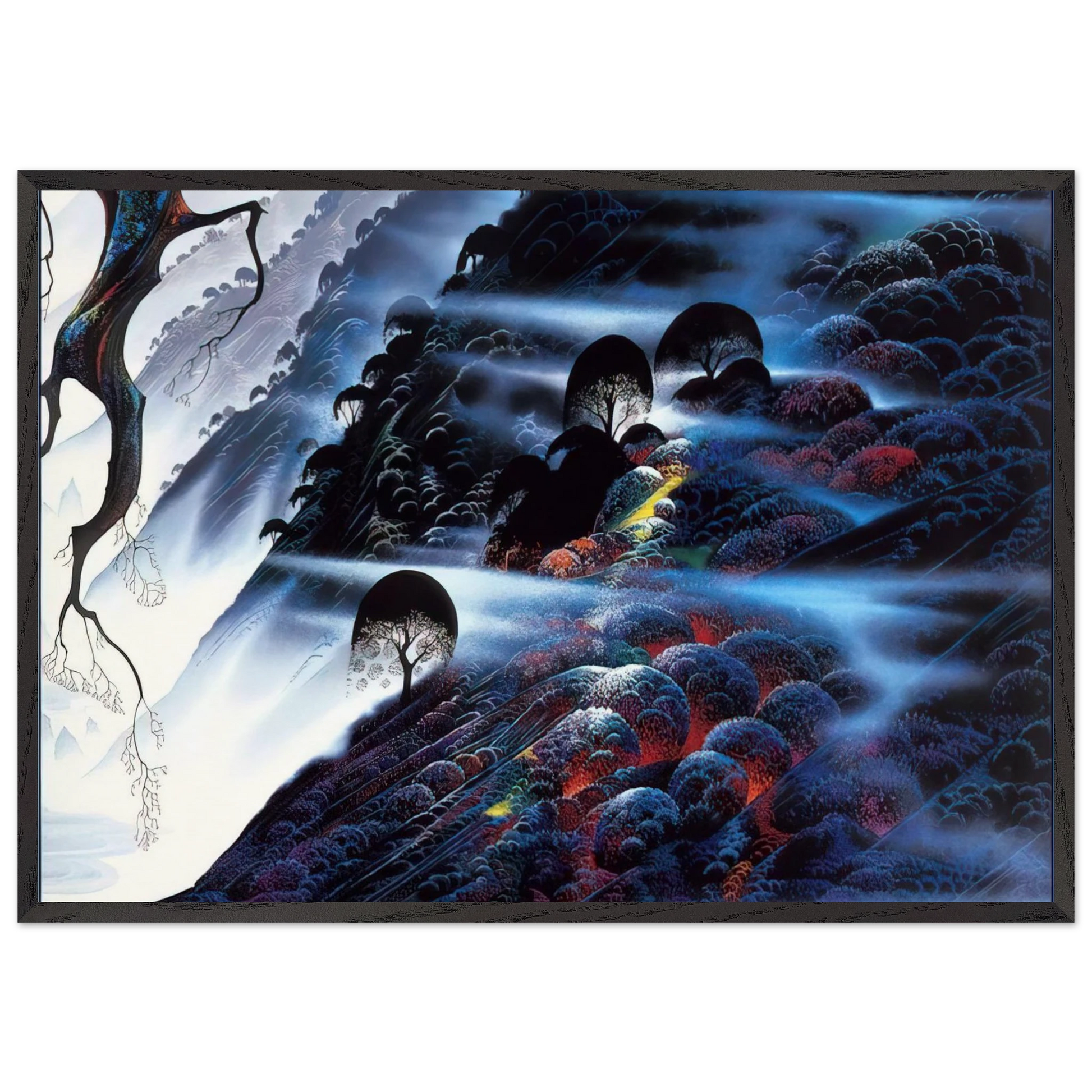 Blue Light - Eyvind Earle Framed Art Print – Black Wooden Frame - Default Title - -Framed Art Print