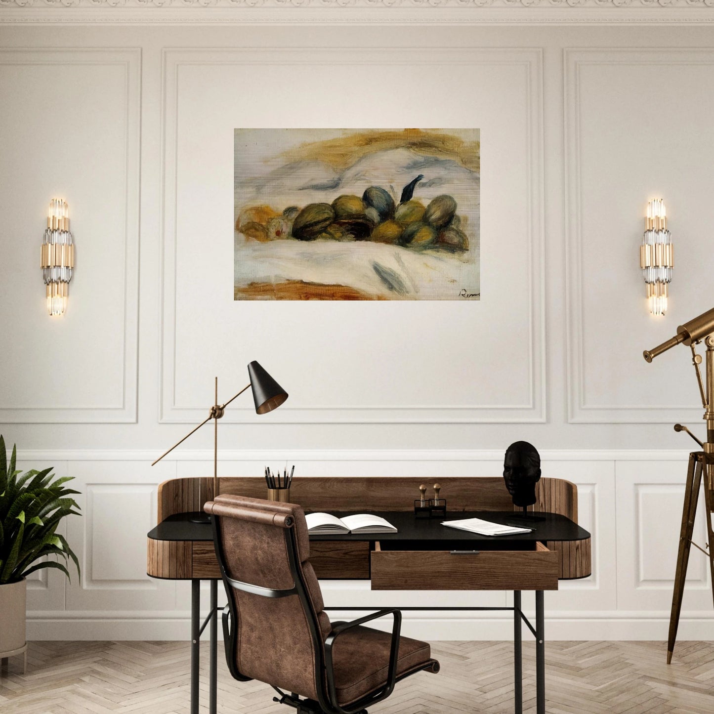 Still Life Almonds and Walnuts - Pierre-Auguste Renoir Brushed Aluminum Print - 70x100 cm / 28x40 inches | Pierre-Auguste Renoir Aluminum Print | Pierre-Auguste Renoir Prints