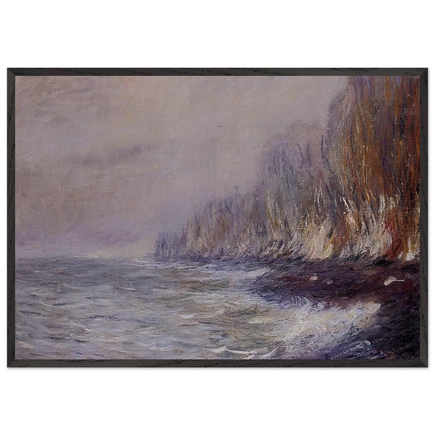 The Effect of Fog near Dieppe - claude monet Framed Art Print – Black Wooden Frame - Default Title - -Framed Art Print