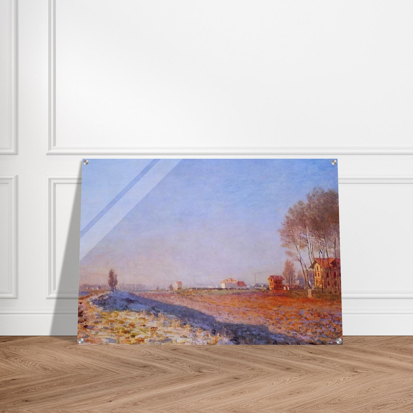 The Plain of Colombes, White Frost - claude monet Acrylic Print - 70x100 cm / 28x40″ inches