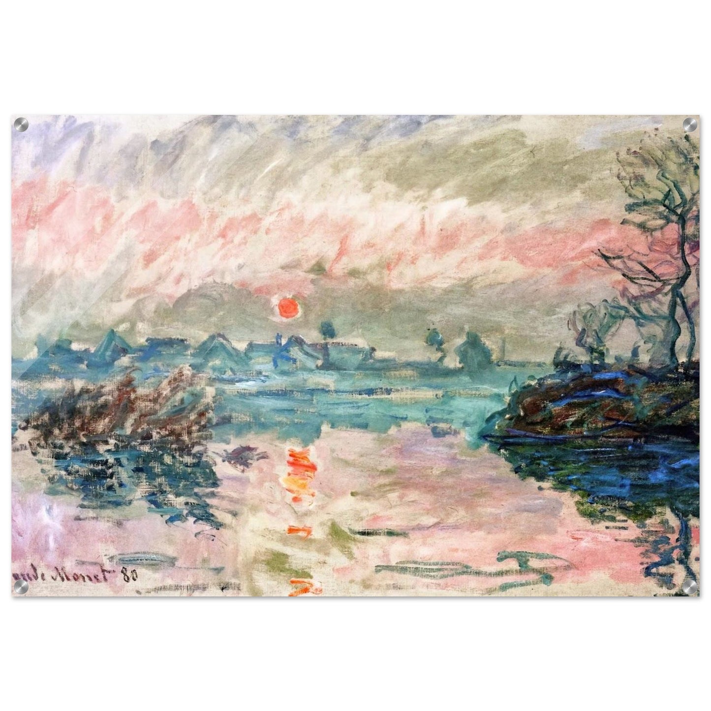 Sunset at Lavacourt - claude monet Acrylic Print - 70x100 cm / 28x40″ inches