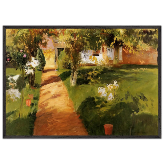 Millets Garden - John Singer Sargent 70x100 cm / 28x40 inches Framed Art Print – Black Wooden Frame