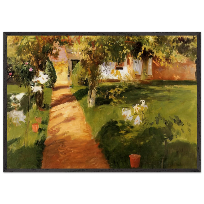 Millets Garden - John Singer Sargent 70x100 cm / 28x40 inches Framed Art Print – Black Wooden Frame
