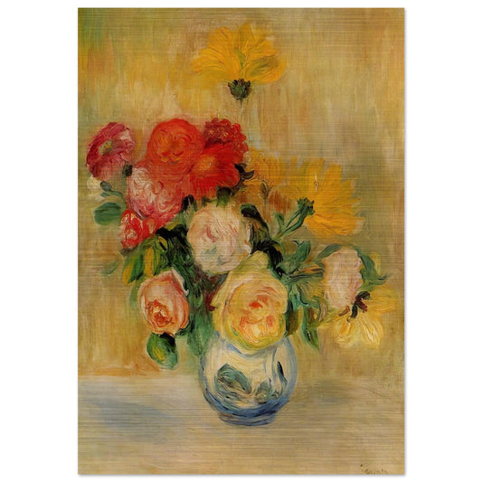 Vase of Roses and Dahlias - Pierre-Auguste Renoir Brushed Aluminum Print - 70x100 cm / 28x40 inches | Pierre-Auguste Renoir Aluminum Print | Pierre-Auguste Renoir Prints