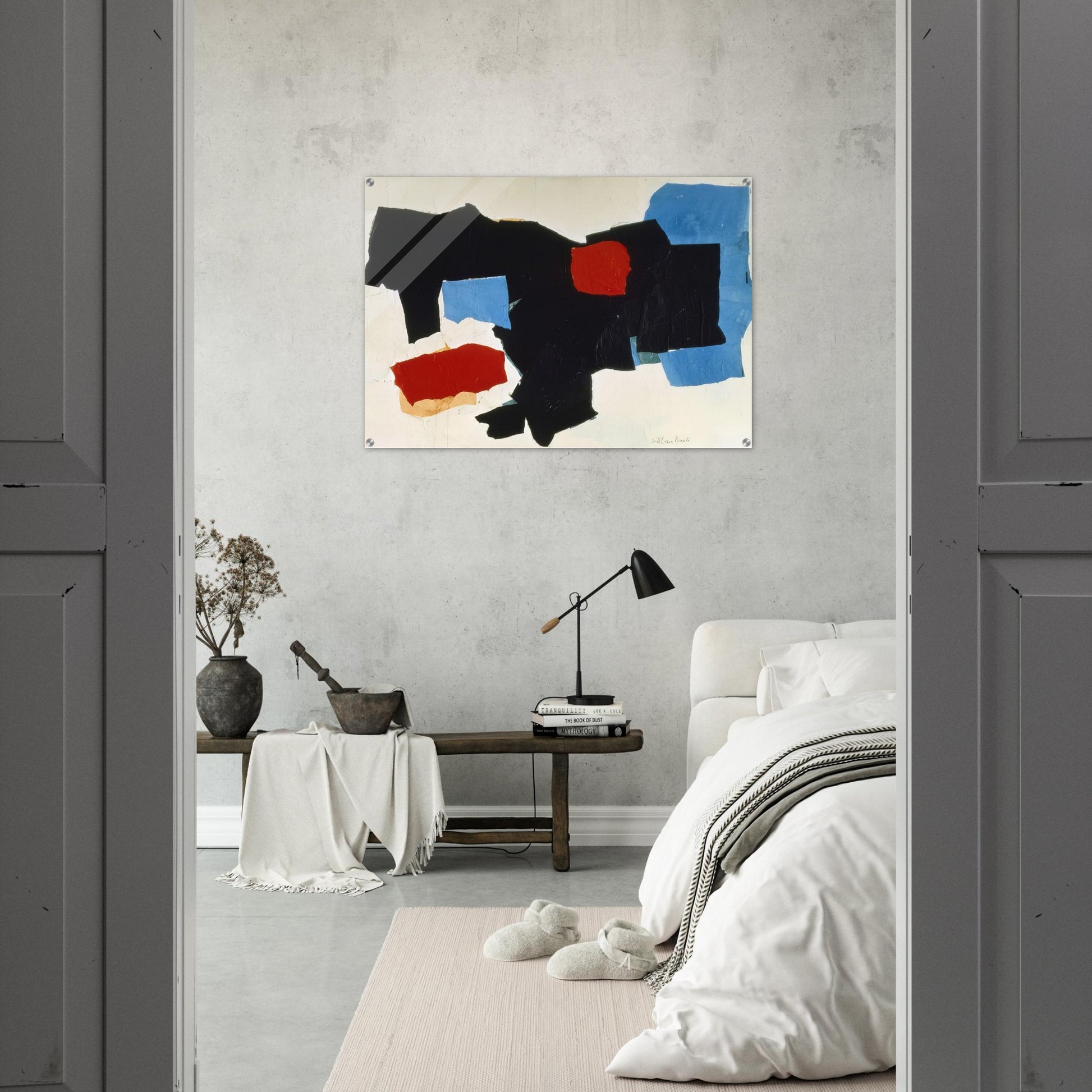 BLUE RED BLACK AND WHITE 1961 - Esteban Vicente Acrylic Print - 70x100 cm / 28x40″ inches | Esteban Vicente Wall Art | Esteban Vicente Prints