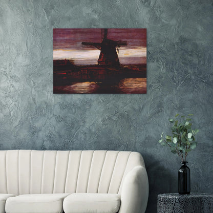 Stammer Mill with Streaked Sky - Piet Mondrian Brushed Aluminum Print - 70x100 cm / 28x40 inches | Piet Mondrian Aluminum Print | Piet Mondrian Prints