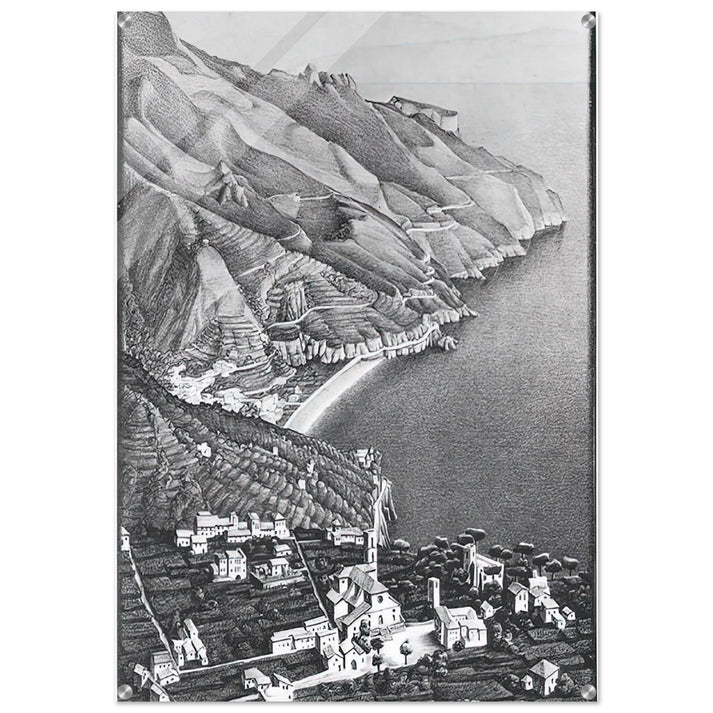 RAVELLO AND THE COAST OF AMALFI - MC Escher Acrylic Print - 70x100 cm / 28x40″ inches | Maurits Cornelis Escher Prints