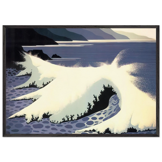 The White Wave - Eyvind Earle Framed Art Print – Black Wooden Frame - Default Title - -Framed Art Print