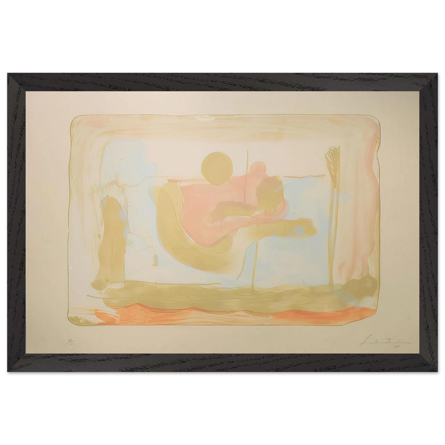 Helen Frankenthaler - Reflections I - 1995 Wall art - 70x100 cm / 28x40 inches - Premium Wooden Framed Poster With Fine Art Paper - Black frame