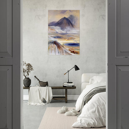 Mammoth Hot Springs Yellowstone - Thomas Moran Brushed Aluminum Print - 70x100 cm / 28x40 inches | Thomas Moran Aluminum Print | Thomas Moran Prints