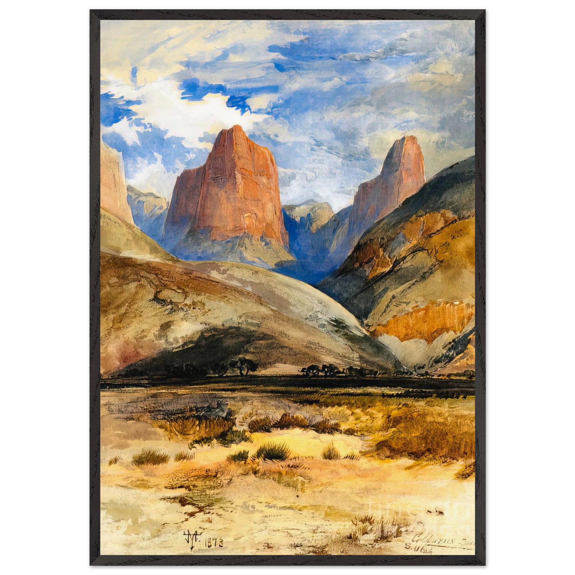 Colburns Butte South Utah - Thomas Moran Framed Art Print – Black Wooden Frame - Default Title - -Framed Art Print