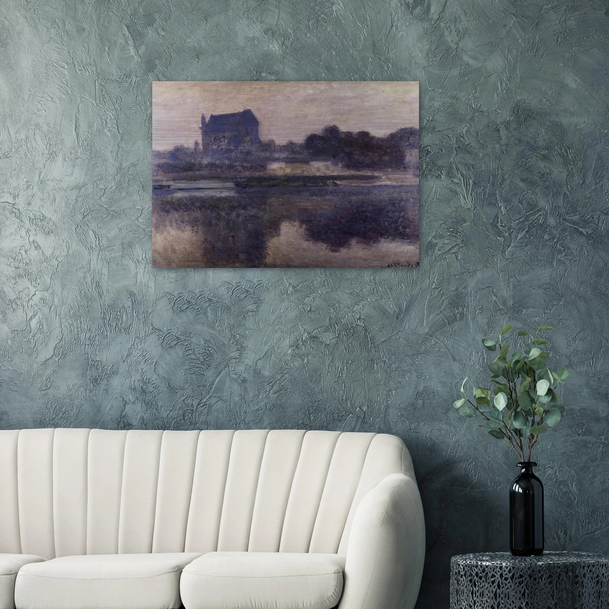 Vernon Church in Fog - claude monet Brushed Aluminum Print - 70x100 cm / 28x40 inches | claude monet Aluminum Print | claude monet Prints
