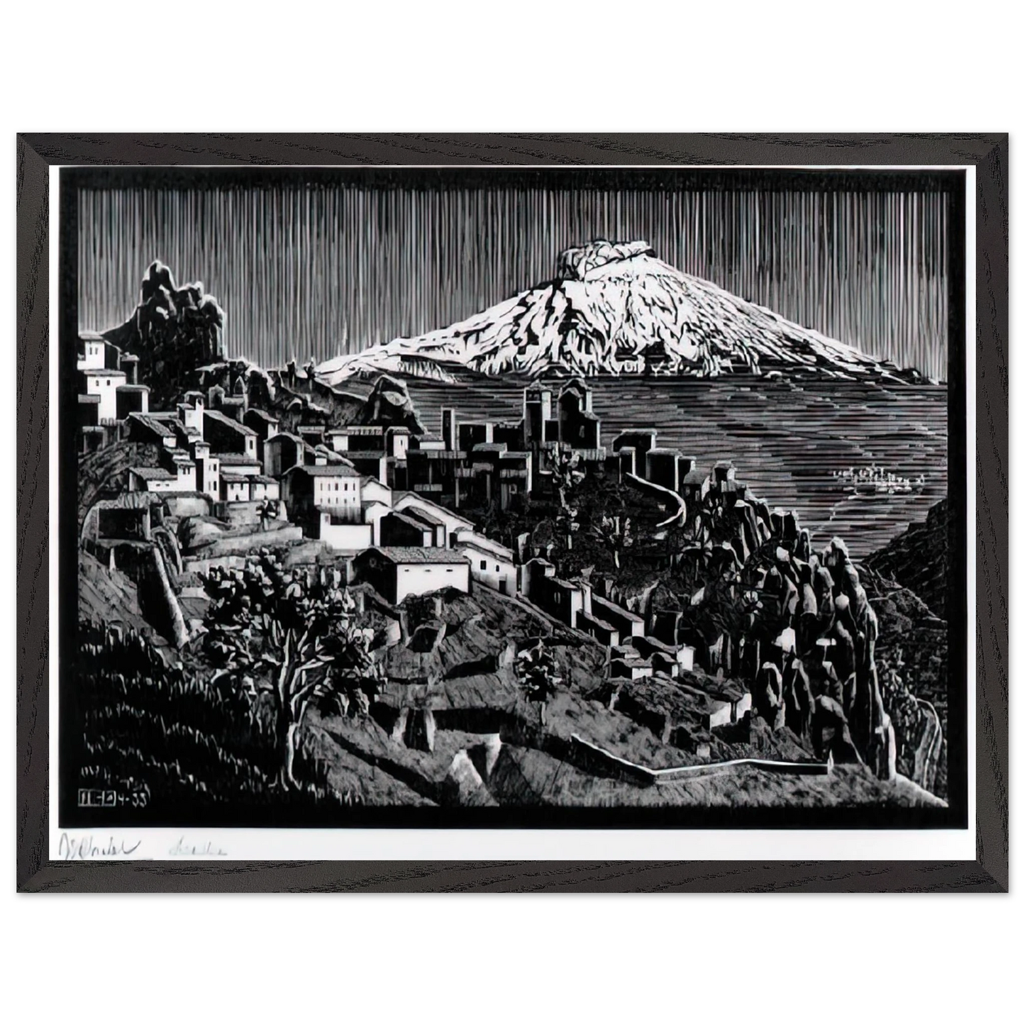 MC Escher - ESCHER (17) Wall Art - 60x80 cm / 24x32 inches - Premium Wooden Framed Poster With Fine Art Paper - Wood frame